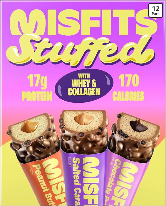 Misfits STUFFED *ALL NEW* Protein Bars Variety Pack 12pcs \u2014 No Added Sugar | Amazon (US)