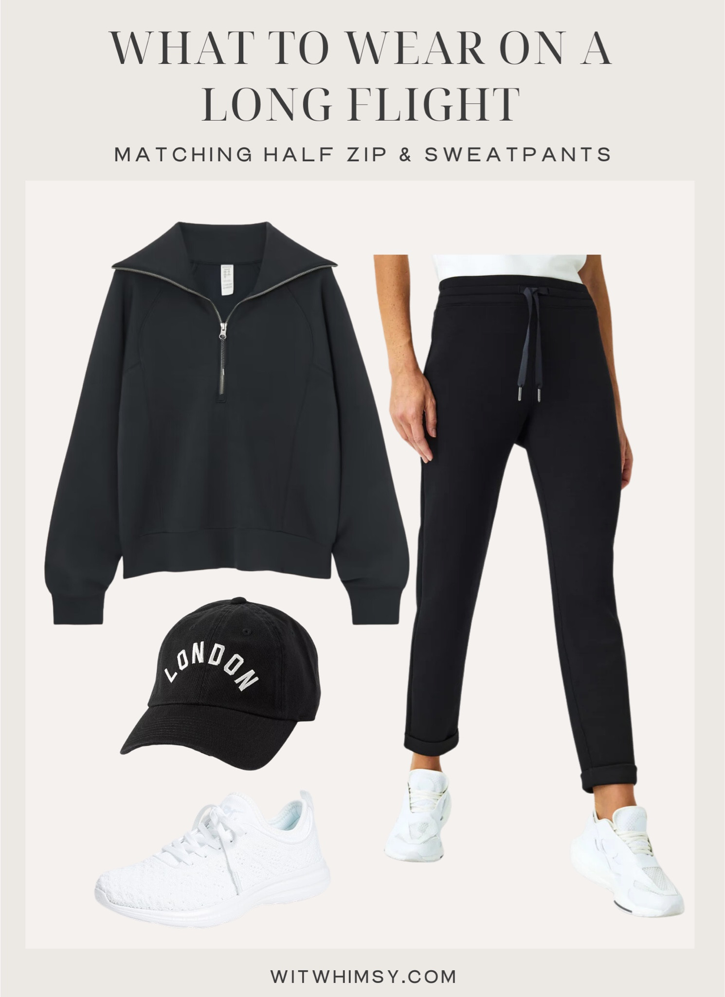 What to wear on a long flight — Spanx Air Essentials half zip and sweatpants 

#LTKTravel