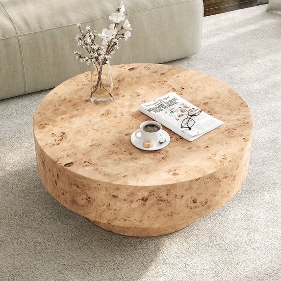 Gelloan 31.5" Round Coffee Table, Modern Drum Burl Coffee Tables for Living Room 31.5" Mid Centur... | Walmart (US)