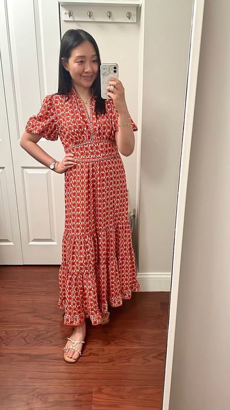 Max Studio maxi dress in XS. I'm 5' 2.5" and 110 pounds. 

The red floral print makes a statement. Unlined and may requires a slip or slip skirt.

Spring summer dress

#LTKfindsunder50 #LTKover40