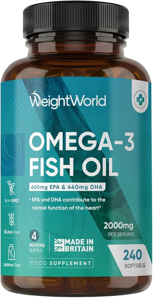 Omega 3 Fish Oil 2000mg - 240 Softgels (4 Months Supply) - 660mg EPA & 440mg DHA - Omega 3 Fatty ... | Amazon (UK)