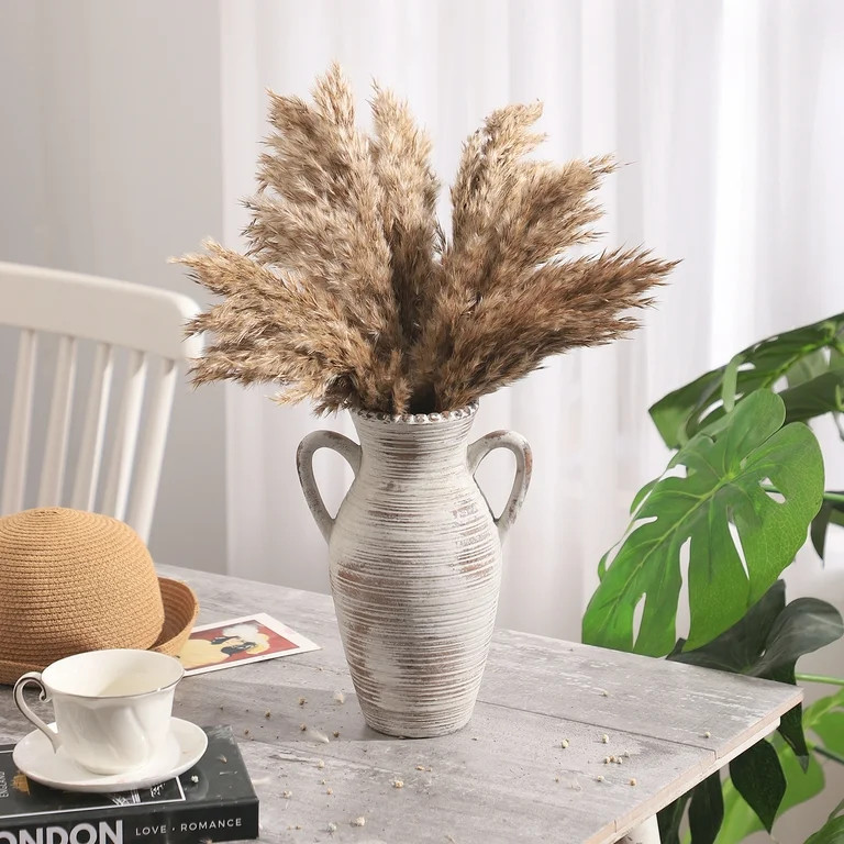 Rustic Terracotta Ceramic Vase - Large Distressed Farmhouse Pottery Vase for Home Decor, Table, L... | Walmart (US)