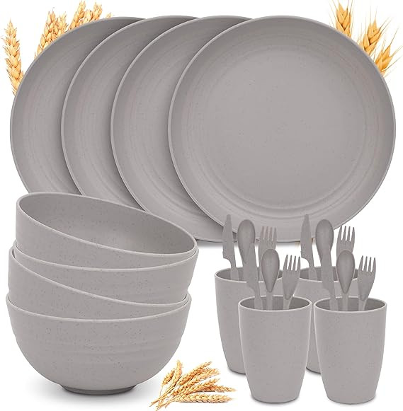 Wheat Straw Dinnerware Sets for 4 - GreenChoice Lightweight & Unbreakable Dishes Microwave & Dish... | Amazon (US)