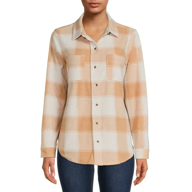 Time and Tru Women's Plaid Button Down Shirt | Walmart (US)
