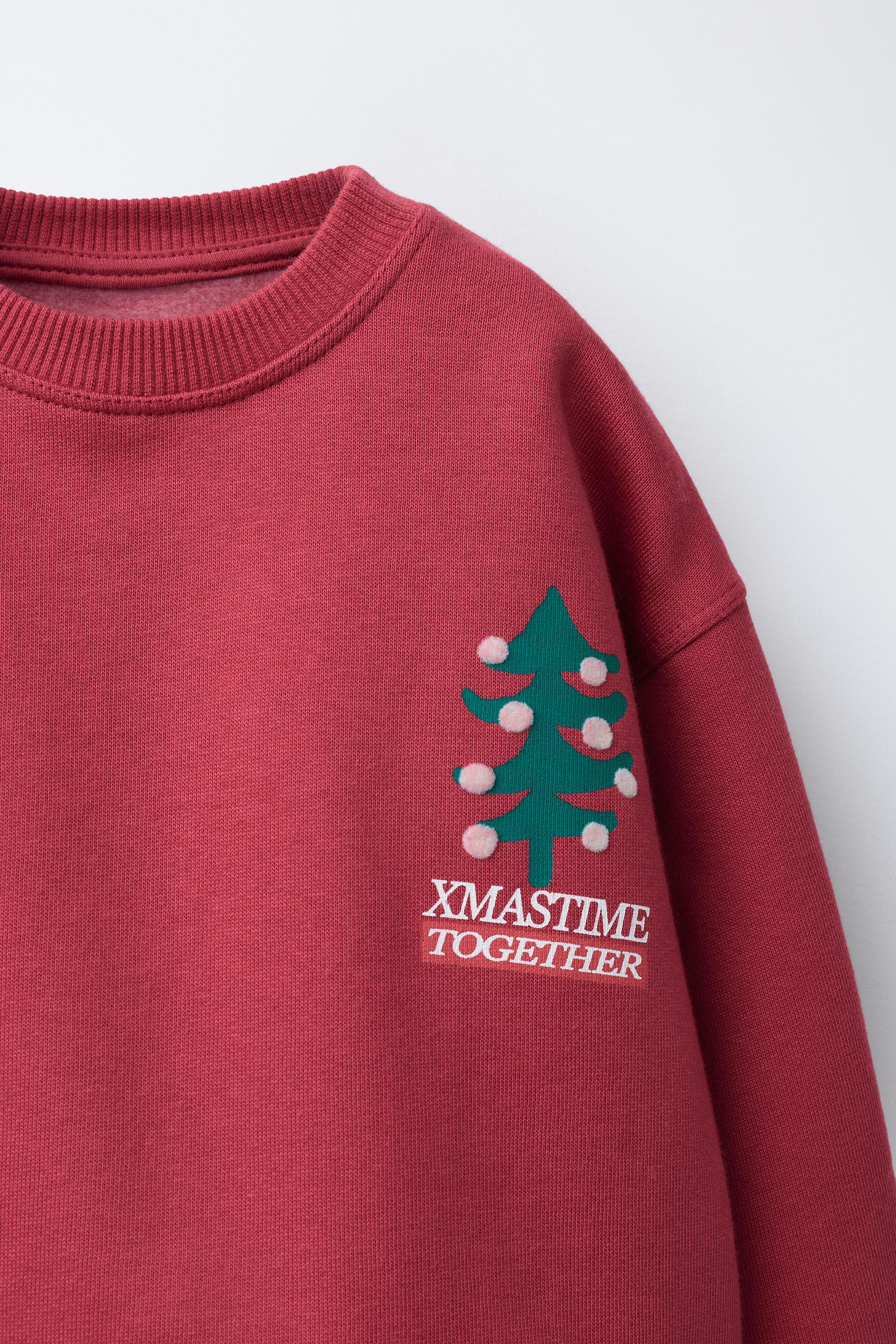 FLOCKED DECORATED TREE SWEATSHIRT | Zara Canada