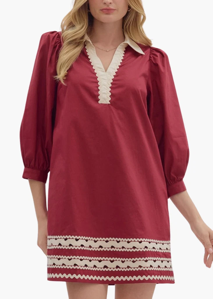 Lina Mini Dress in Garnet | Poppy and Pink