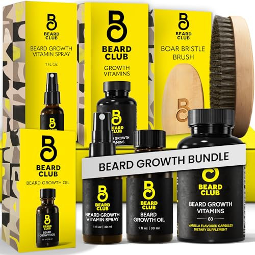 Beard Club Premium Beard Growth Kit - Growth Oil, Vitamins, Vitamin Spray & Boar Bristle Brush - Gift Set | Amazon (US)