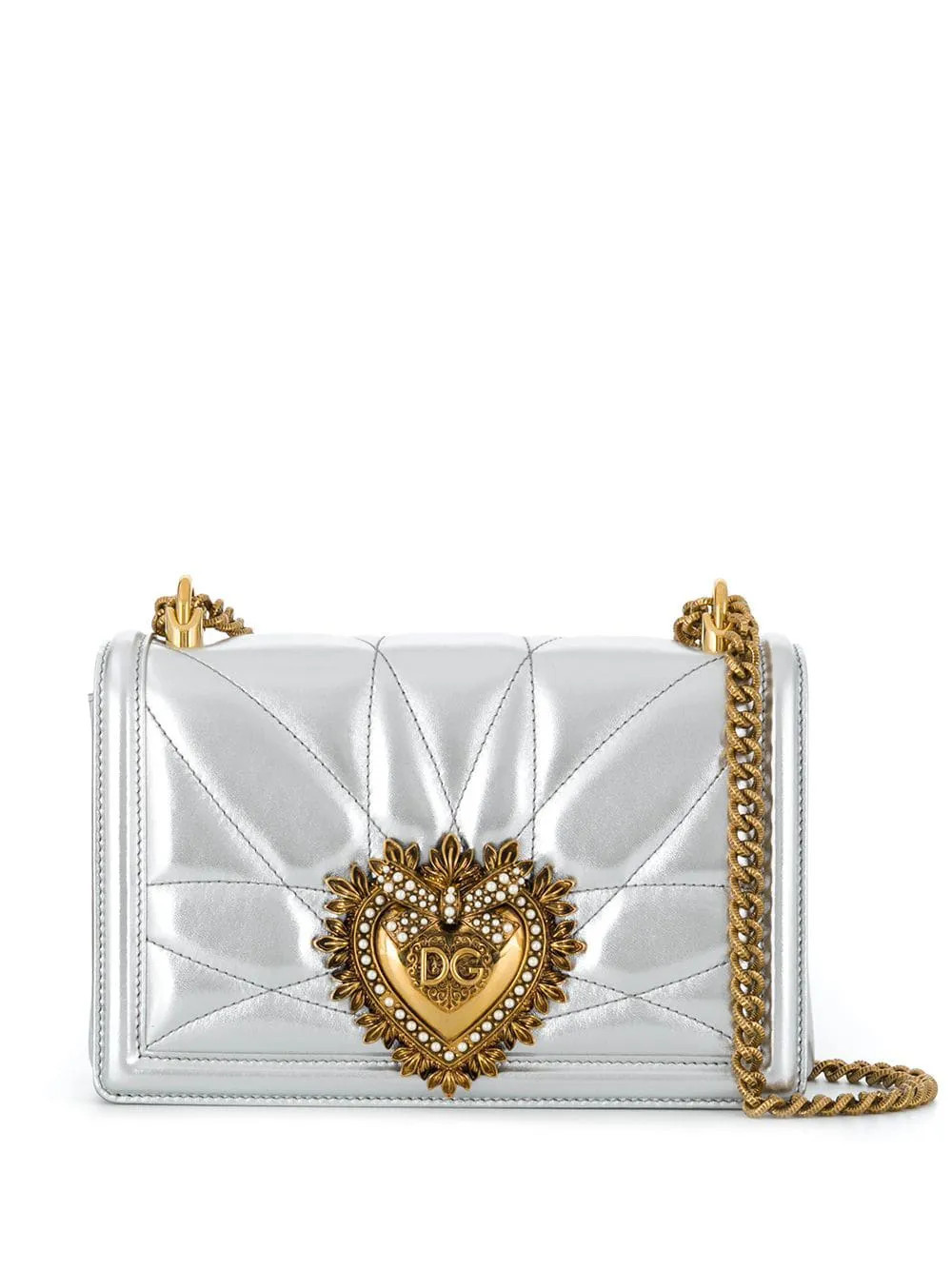 Dolce & Gabbana medium Devotion quilted crossbody bag - Silver | Farfetch Global