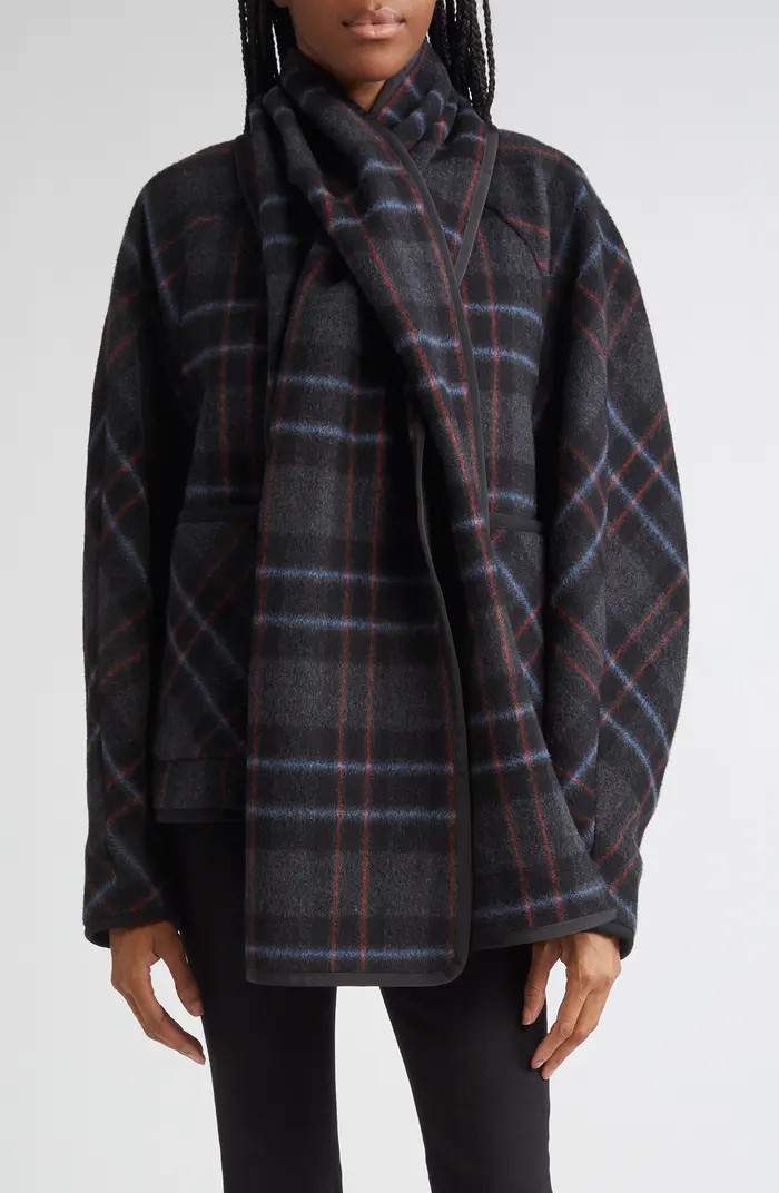 Veronica Beard Martine Plaid Wool Blend Dickey Scarf Coat | Nordstrom | Nordstrom