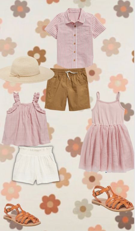 Old navy family matching set. Coordinating casual outfits for spring summer baby boy baby girl toddlers tutu dress pull on shorts button down shirt straw hat

#LTKunder50 #LTKkids #LTKSeasonal