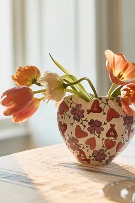 The Mud Fairy Blooming Hearts Stoneware Heart Vase | Anthropologie (US)