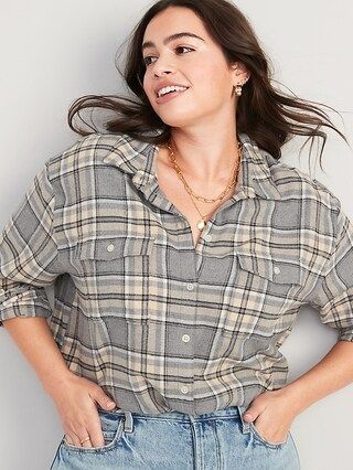 Long-Sleeve Plaid Flannel Boyfriend Tunic Shirt for Women | Old Navy (US)