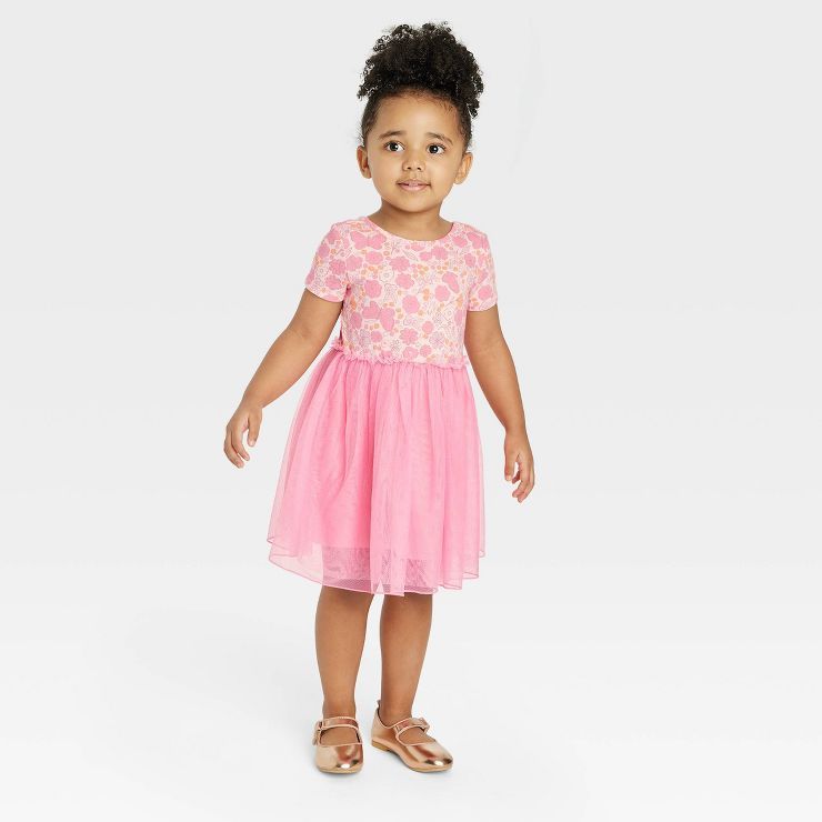 Toddler Girls' Floral Tulle Dress - Cat & Jack™ Pink | Target