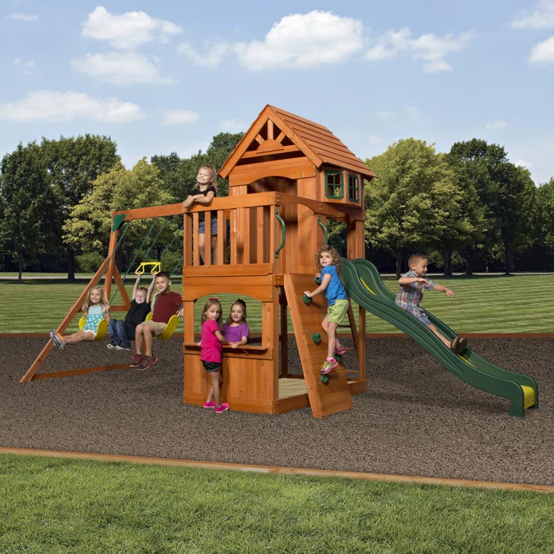 Backyard Discovery Atlantis All Cedar Wooden Swing Set | Wayfair North America
