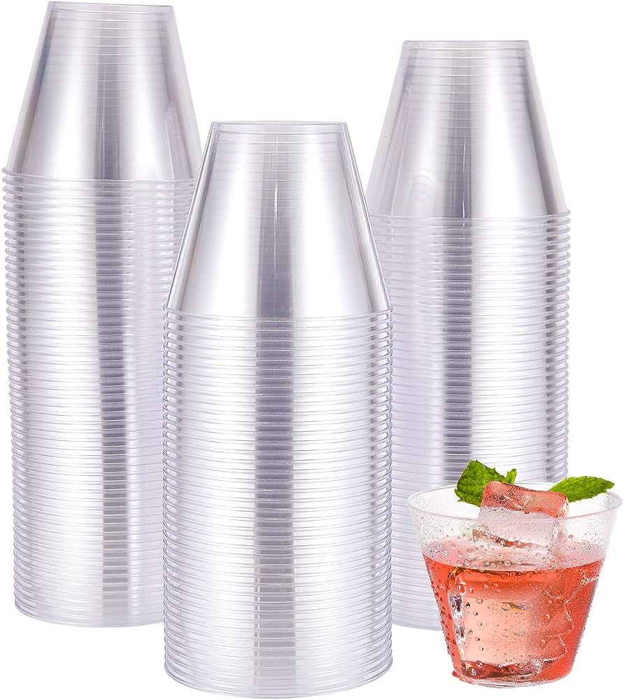 JOLLY CHEF 9 oz Clear Disposable Plastic Cups, 100 Pack Clear Plastic Cups Tumblers, Heavy-duty P... | Amazon (US)