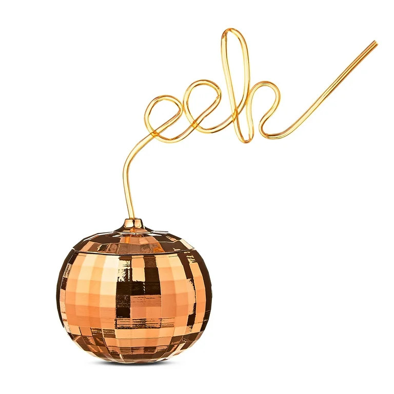 Halloween Orange EEK Curly Straw Disco Ball Pumpkin Plastic Tumbler, 7.2"H, Way to Celebrate | Walmart (US)