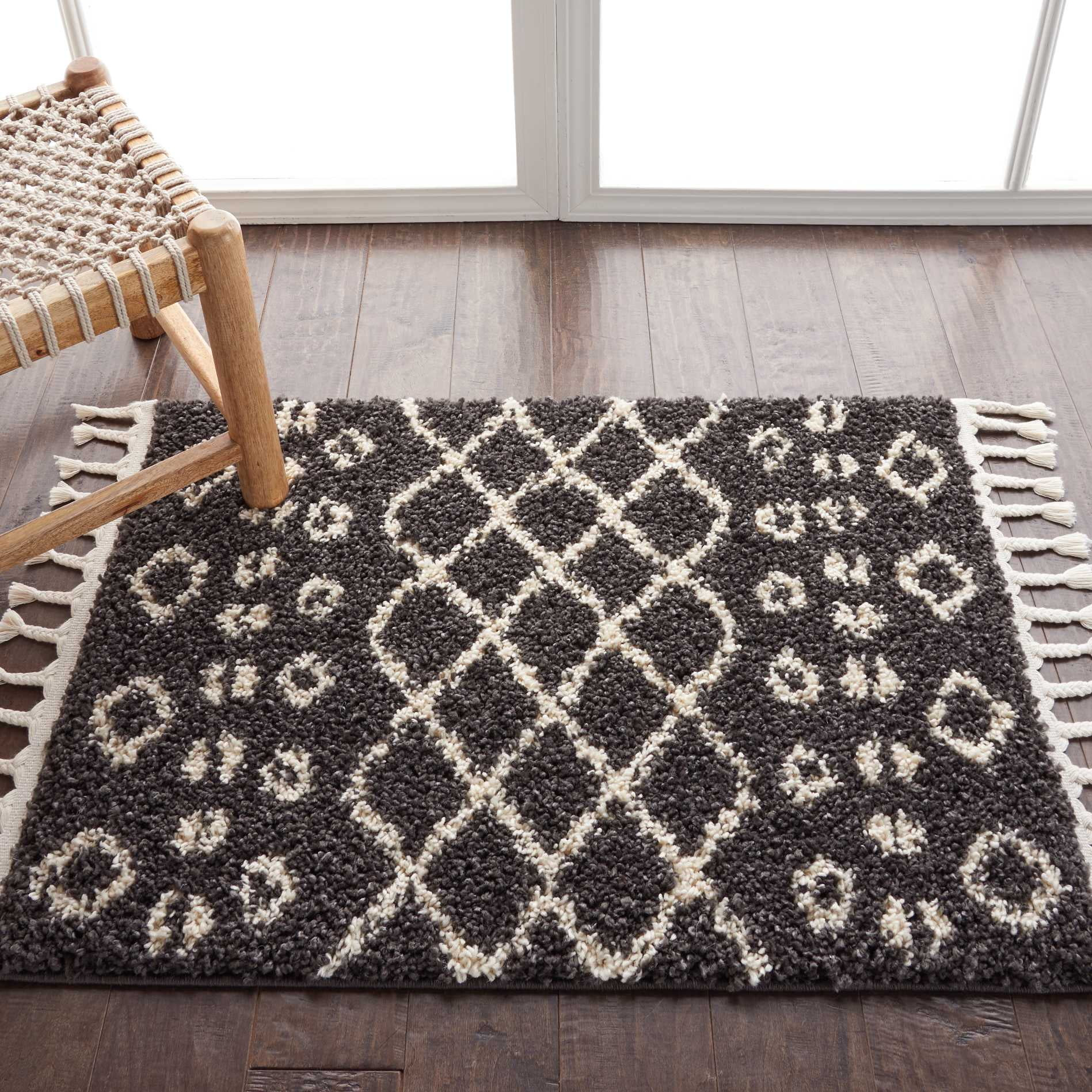 Nourison Moroccan Shag Plush Tribal Charcoal Area Rug | Walmart (US)