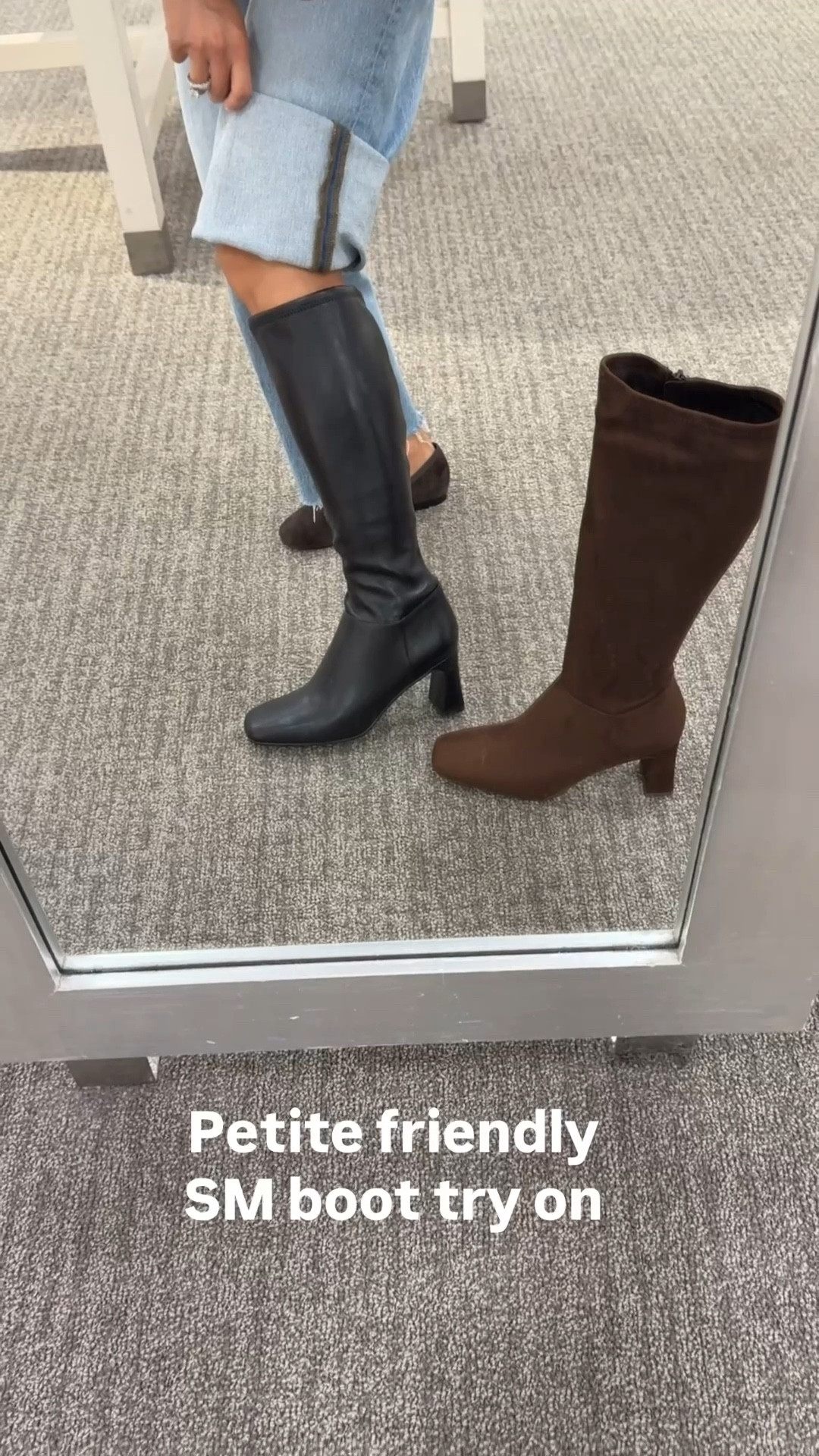 A petite friendly slim calf boot on sale at Nordstrom if you are looking for a faux suede or faux leather option

Trying on 6.5 since that is all they had , I would be a 5.5 

• in comparison The other SM boot linked is petite friendly in height but regular calf with not slim, and genuine suede 


#LTKSaleAlert #LTKFindsUnder100 #LTKPetite