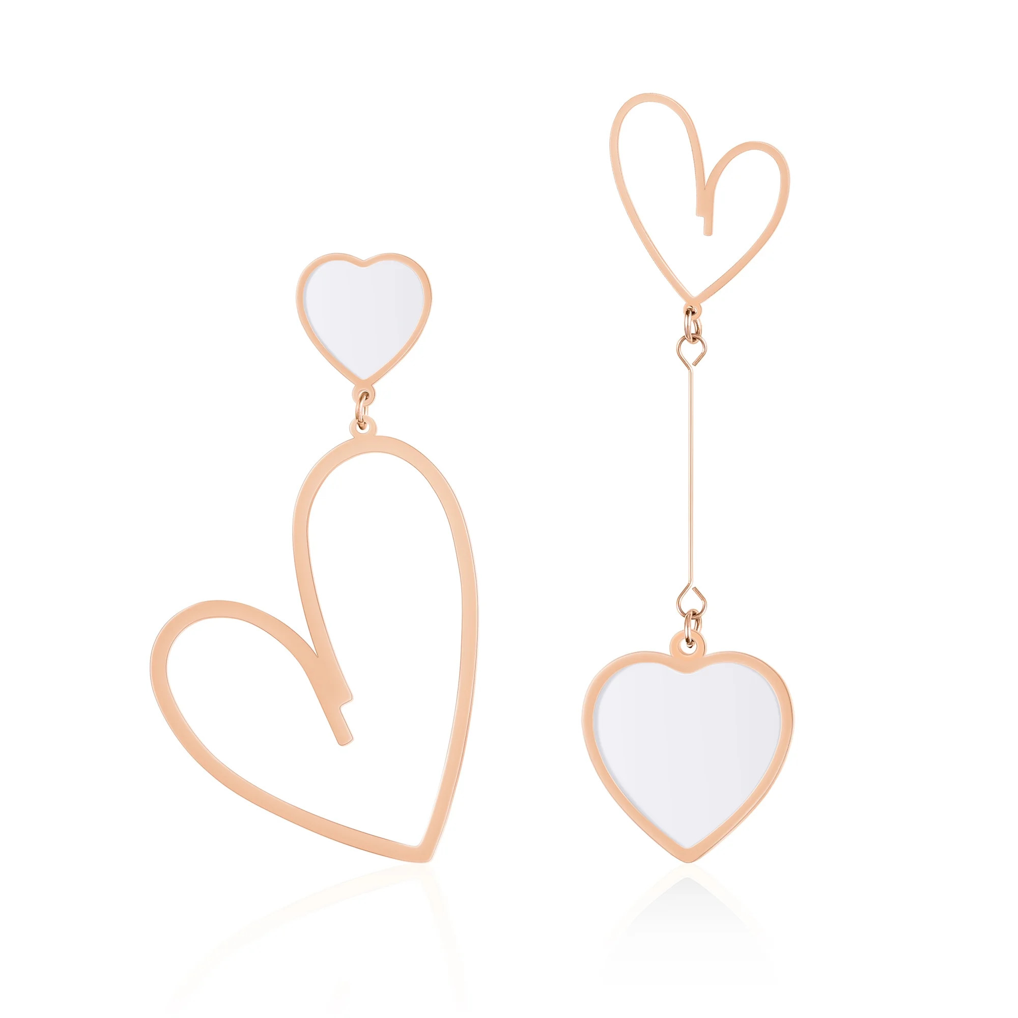 Linawe Heart Earrings for Women Trendy, Rose Gold Hypoallergenic Stainless Steel Asymmetrical Whi... | Walmart (US)