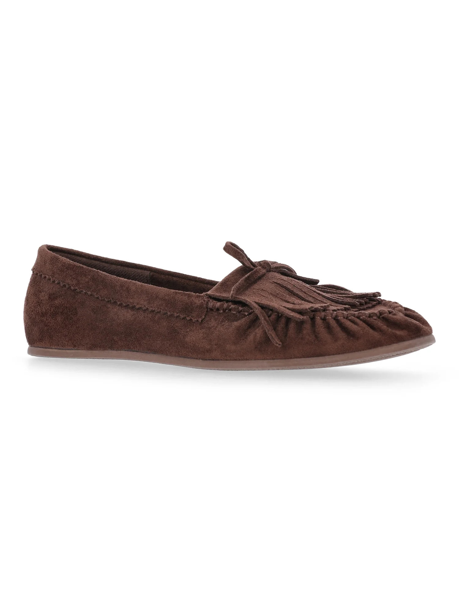 Time and Tru Women's Fringe Suede Moccasins | Walmart (US)