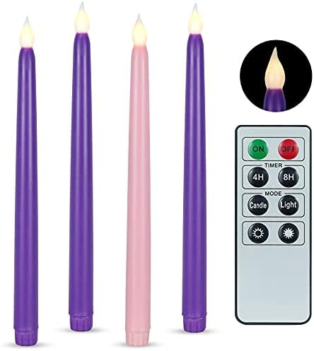 SHYMERY Flameless Advent Candles,Real Wax Battery Operated Electric LED Taper Candles with Remote... | Amazon (US)