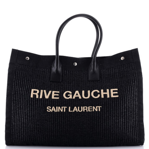 Rive Gauche Shopper Tote Raffia with Canvas Large | Rebag