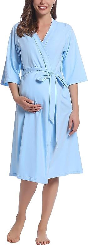 Joyaria Labor/Delivery/Nursing Maternity Robe, Women's Nightgown with Attached Belt for Daily Wea... | Amazon (US)