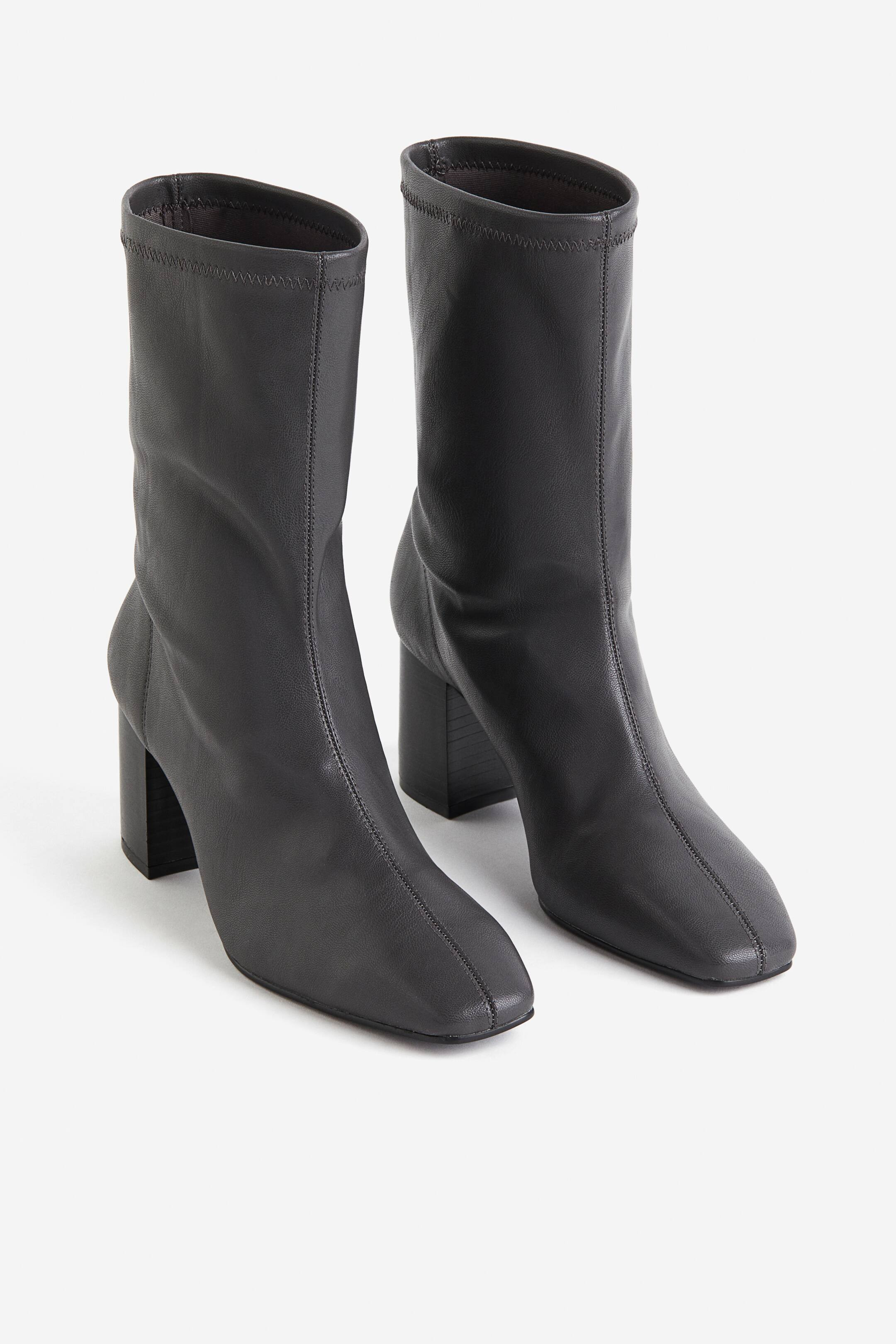 Heeled boots - Dark grey - Ladies | H&M GB | H&M (UK, MY, IN, SG, PH, TW, HK)
