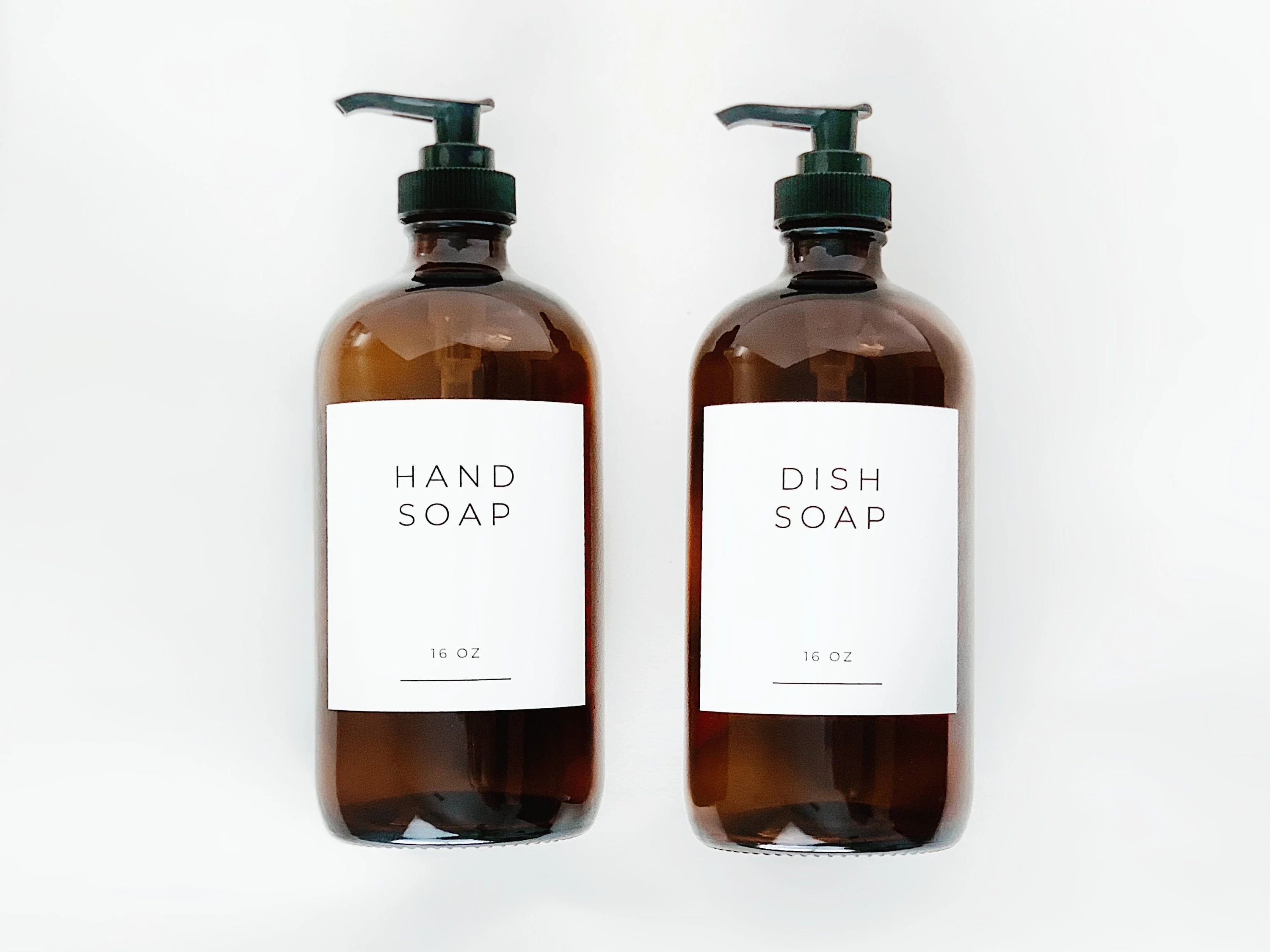 16oz Amber Glass Soap Bottle  Modern Style Dish Soap Bottle | Etsy | Etsy (US)