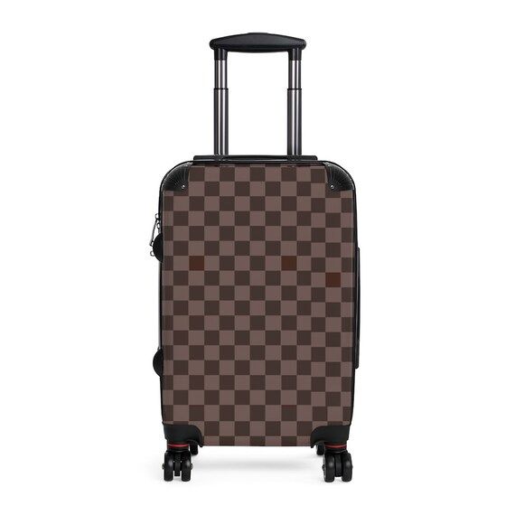 Brown Checkered Designer Carry on Cabin Suitcase | Etsy | Etsy (US)