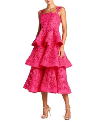 Mac Duggal Sleeveless Embroidered Lace Ruffle Midi Dress | Bloomingdale's Women | Bloomingdale's (AU)