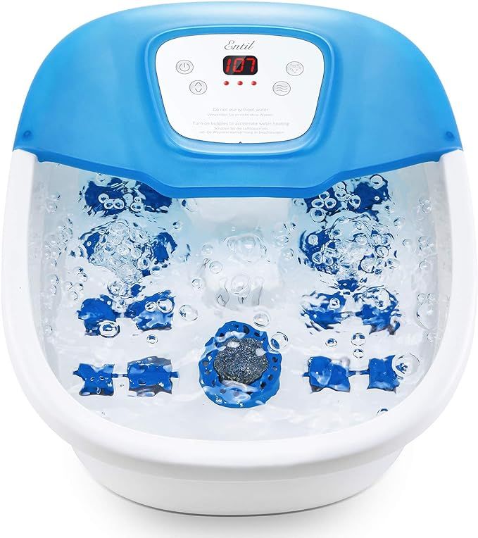 Foot Spa Bath Massager with Heat Bubbles Vibration, Heated Foot Bath Tub with Pedicure Grinding S... | Amazon (US)
