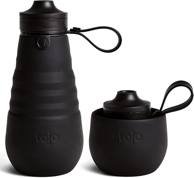 Amazon.com: Stojo Collapsible Water Bottle – Ink Black, 20oz / 592ml - Leak-Proof Reusable Sili... | Amazon (US)