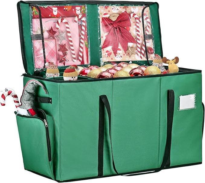 2-in-1 Christmas Ornament Storage Box & Xmas Figurine Container, Premium Christmas Ornament Stora... | Amazon (US)