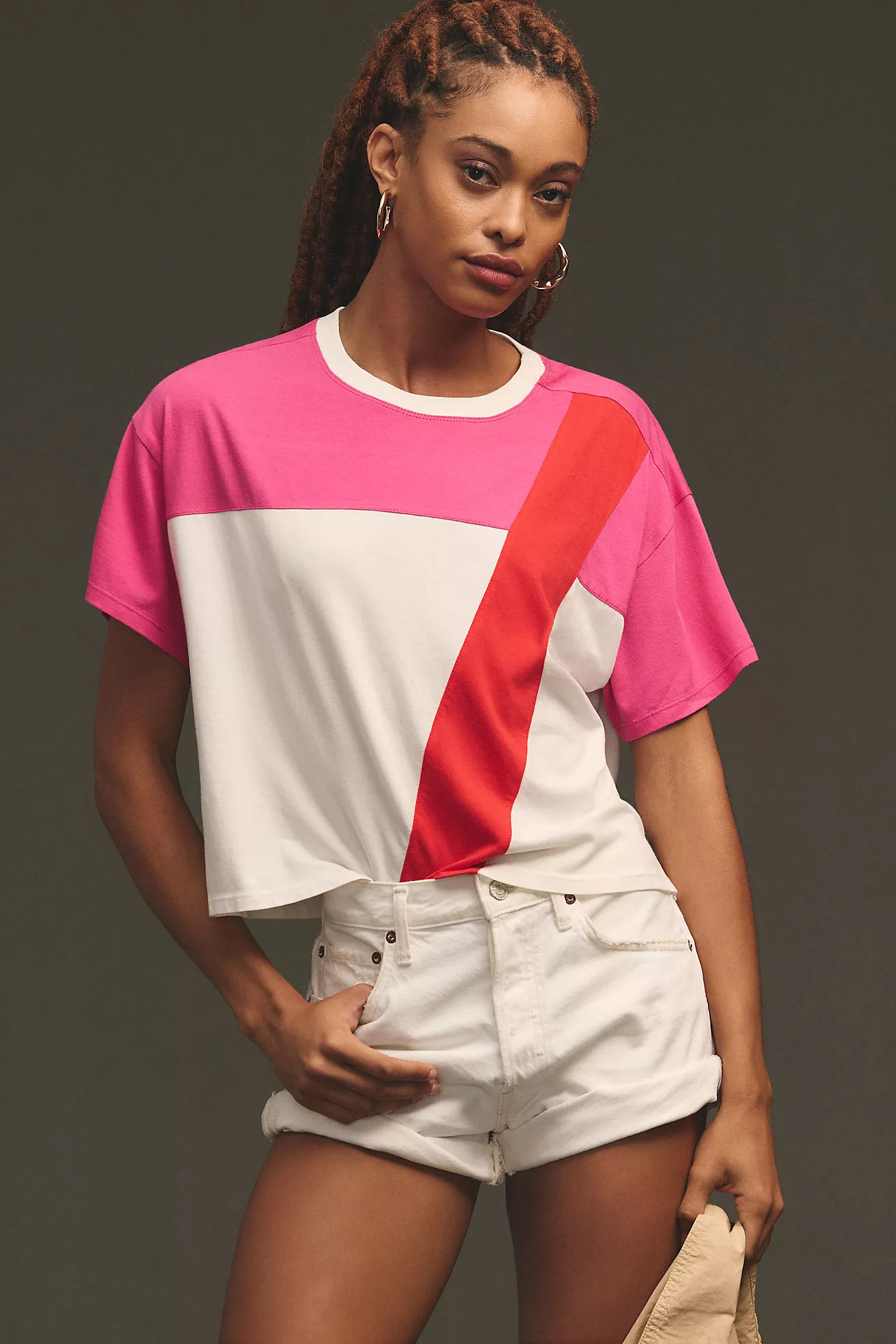 Maeve Spliced Boxy Tee | Anthropologie (US)