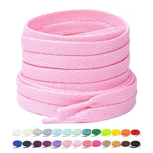 Stepace [2 Pairs Flat Shoe Laces for Sneakers 5/16" Width 30"-72" Length 26 Color Shoelaces Pink 54"(137 cm) | Amazon (US)