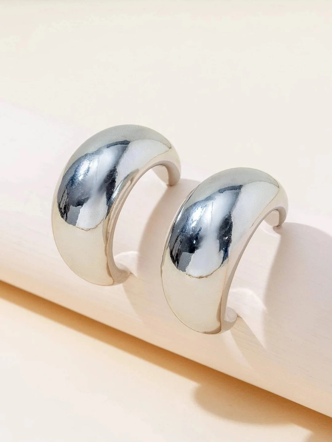 Silver thick Hoop, Silver chunky hoop, silver moon hoop, chunky hoop earrings, silver circle hoop... | Etsy (US)