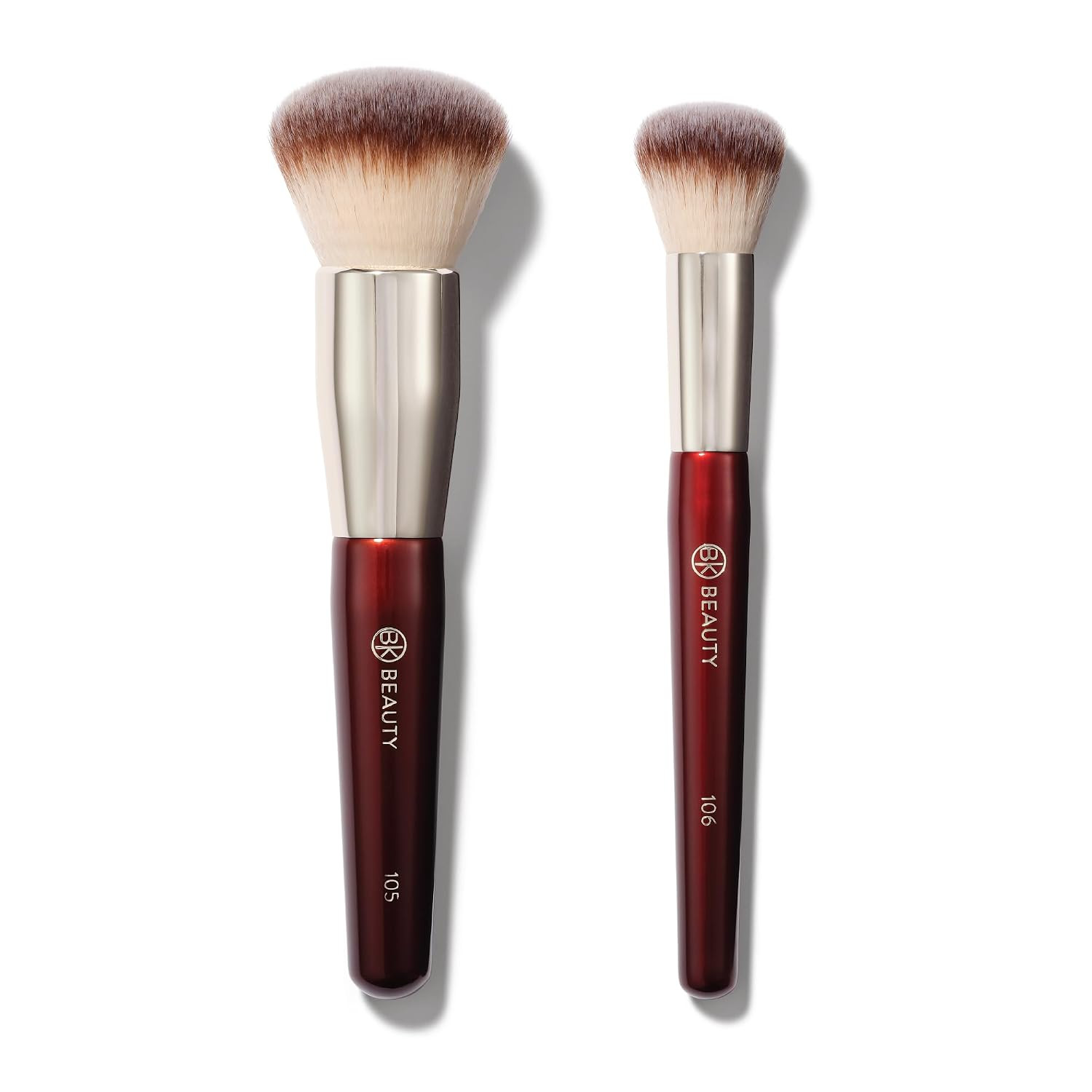 BK BEAUTY - LARGE BUFFER & ROUND FOUNDATION (2PC) - Professional Makeup Brush Set for Liquid or Cream Foundations, Powder & Blush | Premium Face Brushes for Flawless Application | Amazon (US)
