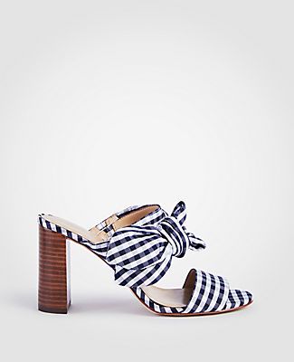 Ann Taylor Factory Oriana Gingham Bow Block Heel Sandals | Ann Taylor Factory