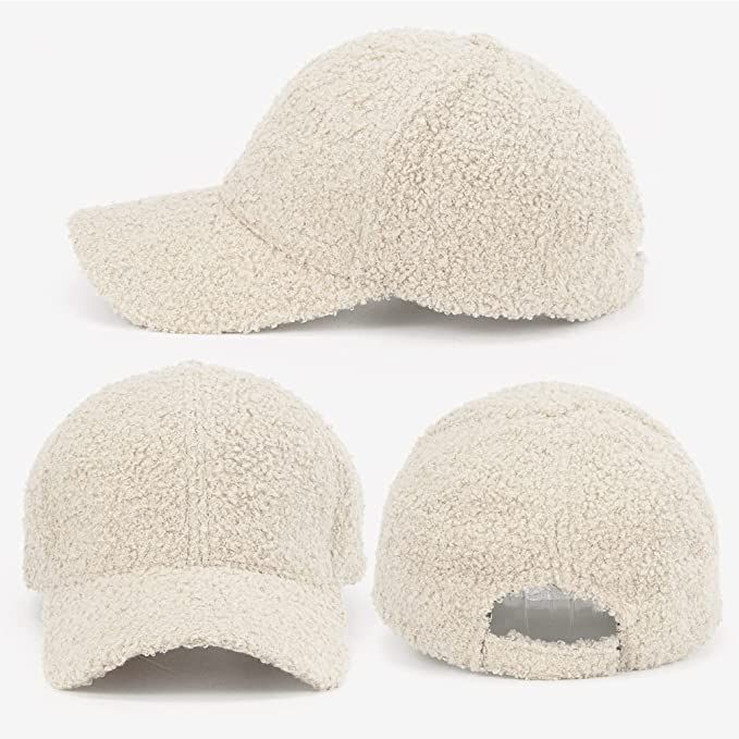 Warm Teddy Fleece Baseball Caps Faux Lamb Wool Winter Hat - Thicken Windproof Warm Hat Hip-Hop Ha... | Amazon (US)