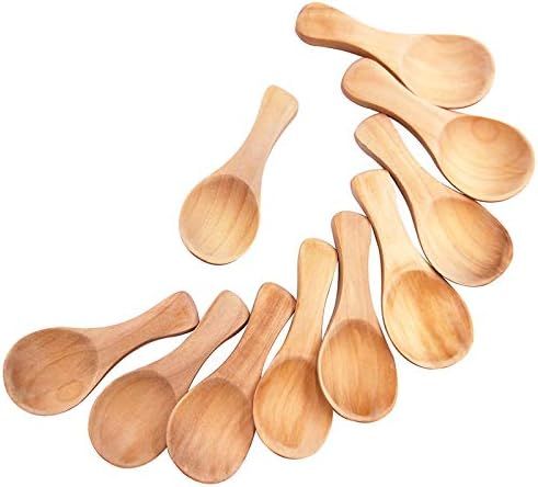 10Pcs Handmade Small Wooden Salt Spoons Mini Sugar Seasoning Condiments Baby Solid Wood Honey Tea... | Amazon (US)