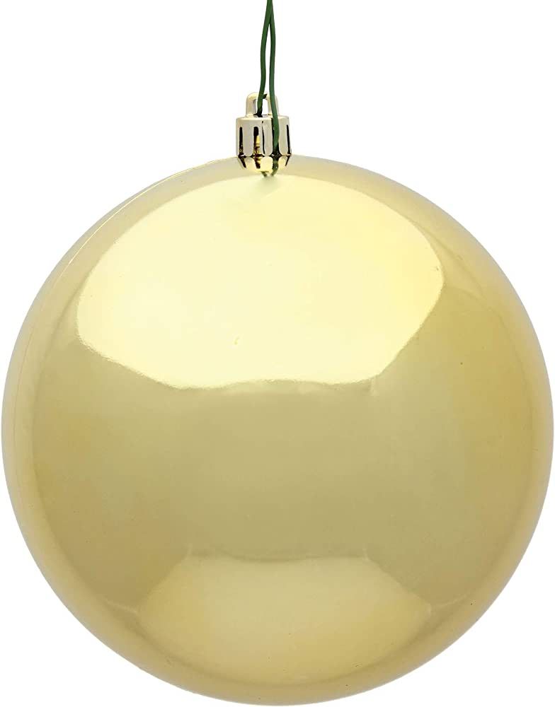 Vickerman 4" Gold Shiny Ball Ornament, 6 per Bag | Amazon (US)