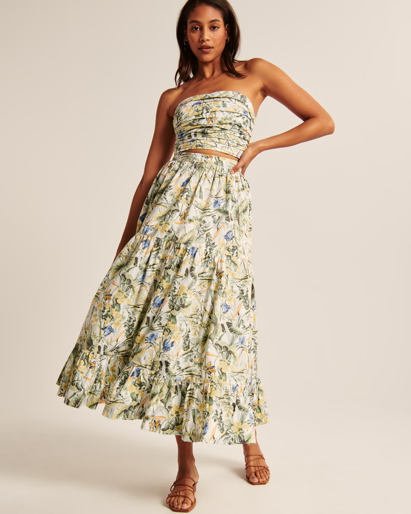 Resort Tiered Poplin Maxi Skirt | Abercrombie & Fitch (US)