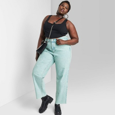 Women's High-Rise Straight Jeans - Wild Fable™ Light Teal Blue 17 | Target