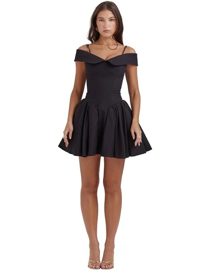 Elida Off Shoulder Mini Dress in Black | Myer