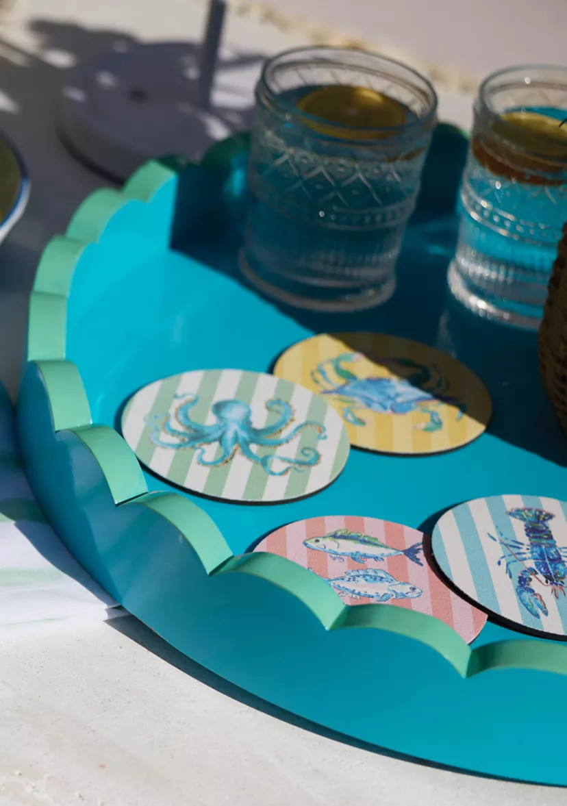 Sewing Down South x Crown & Ivy™ Scalloped Two-Tone Round Tray | Belk