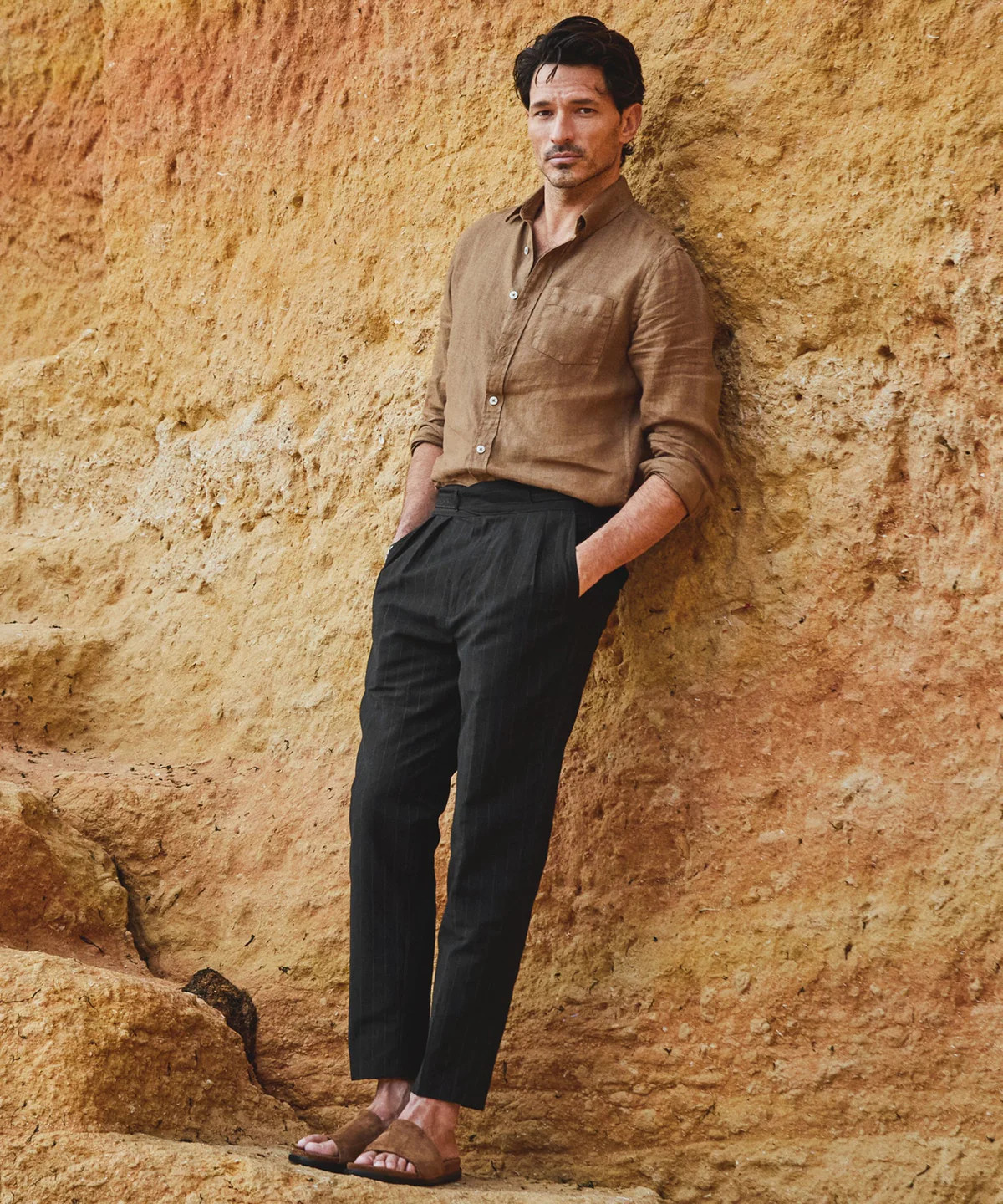 Wool Linen Gurkha Trouser in Black Pinstripe | Todd Snyder