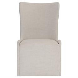 Anita French Country Beige Upholstered Light Brown Oak Dining Parson Side Chair | Kathy Kuo Home