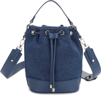 Ella Denim & Vegan Leather Bucket Bag | Nordstrom