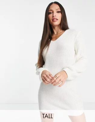 Threadbare Tall Rhiannon knitted mini dress in white | ASOS (Global)